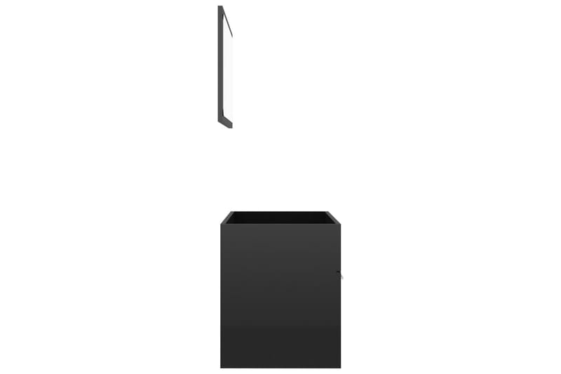 Baderomsmøbelsett 2 stk høyglans svart sponplate - Svart - Komplette møbelpakker