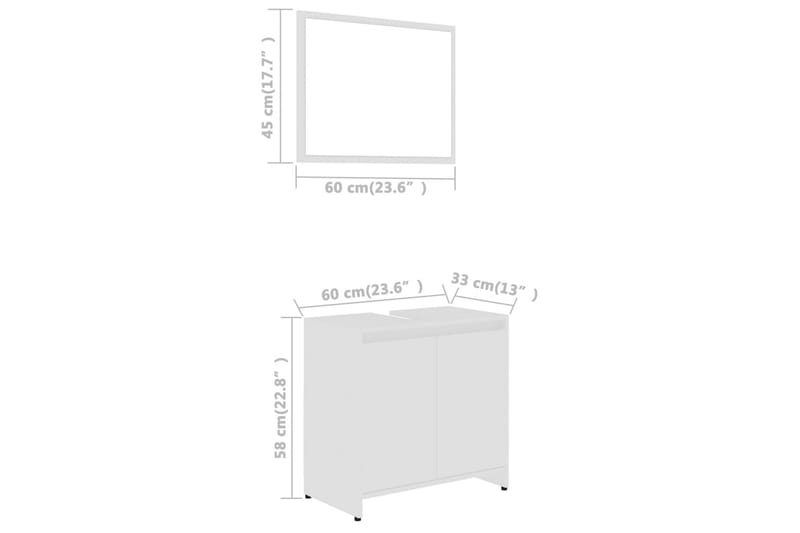 Baderomsmøbelsett hvit sponplate - Komplette møbelpakker