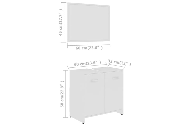 Baderomsmøbelsett hvit sponplate - Komplette møbelpakker