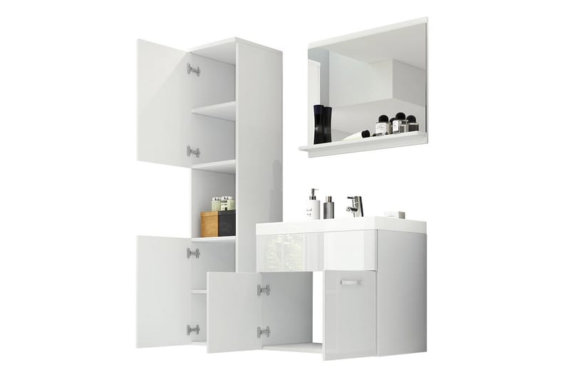 Baderomssett Delorimier 57 cm - Hvit/Natur - Hus & oppussing - Kjøkken & bad - Baderom - Baderomsmøbler & baderomsinnredning - Komplette møbelpakker