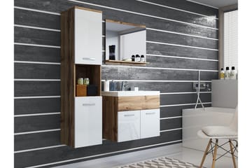 Baderomssett Delorimier 57 cm - Hvit/Natur - Hus & oppussing - Kjøkken & bad - Baderom - Baderomsmøbler & baderomsinnredning - Komplette møbelpakker