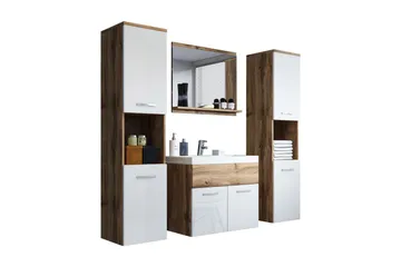 Baderomssett Delorimier XL 68 cm - Hvit/Natur - Hus & oppussing - Kjøkken & bad - Baderom - Baderomsmøbler & baderomsinnredning - Komplette møbelpakker