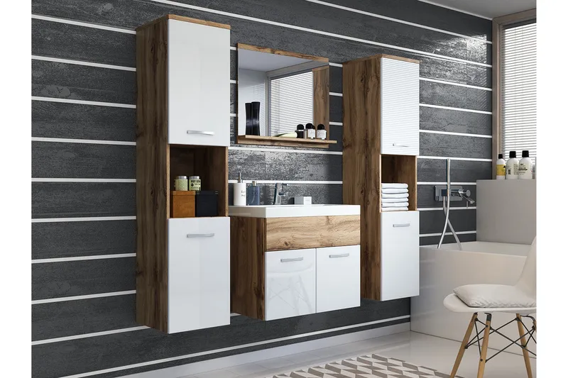 Baderomssett Delorimier XL 68 cm, Hvit/Natur