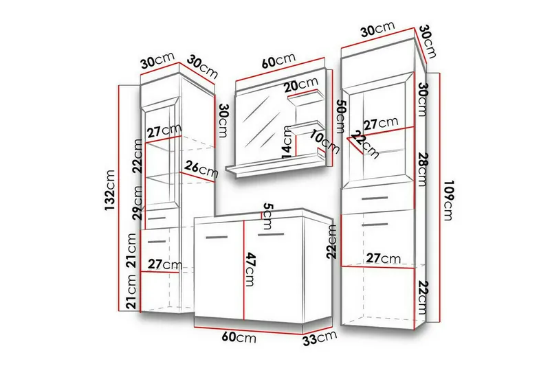 Galbally Badrumsmöbelset Brown - Hus & oppussing - Kjøkken & bad - Baderom - Baderomsmøbler & baderomsinnredning - Komplette møbelpakker