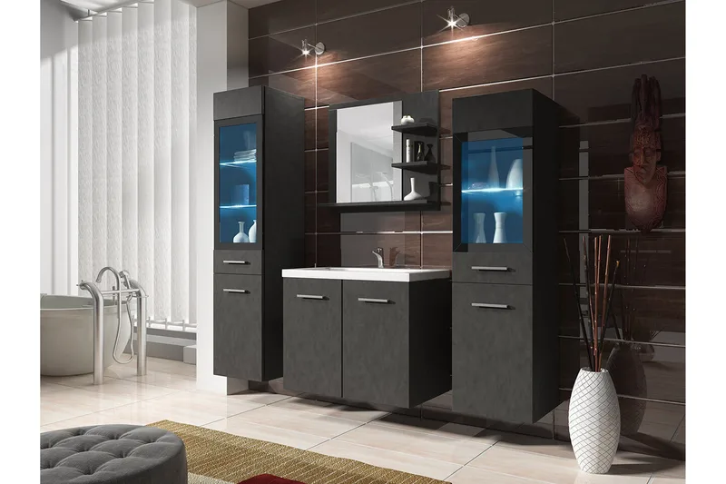 Galbally Badrumsmöbelset Grey - Hus & oppussing - Kjøkken & bad - Baderom - Baderomsmøbler & baderomsinnredning - Komplette møbelpakker