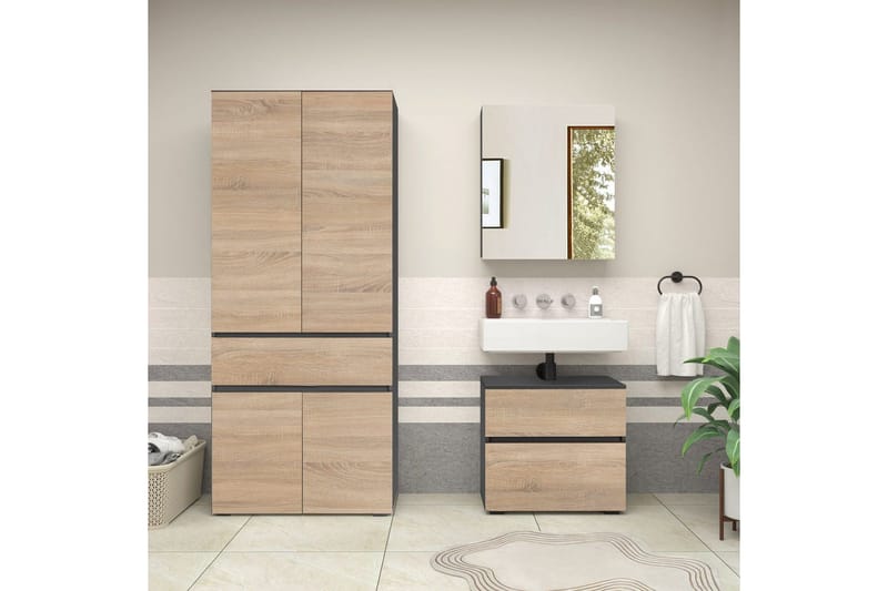 Komplette møbelpakker Loft24 Wisla komplett møbelpakke Grå 15x60 cm - Hus & oppussing - Kjøkken & bad - Baderom - Baderomsmøbler & baderomsinnredning - Komplette møbelpakker