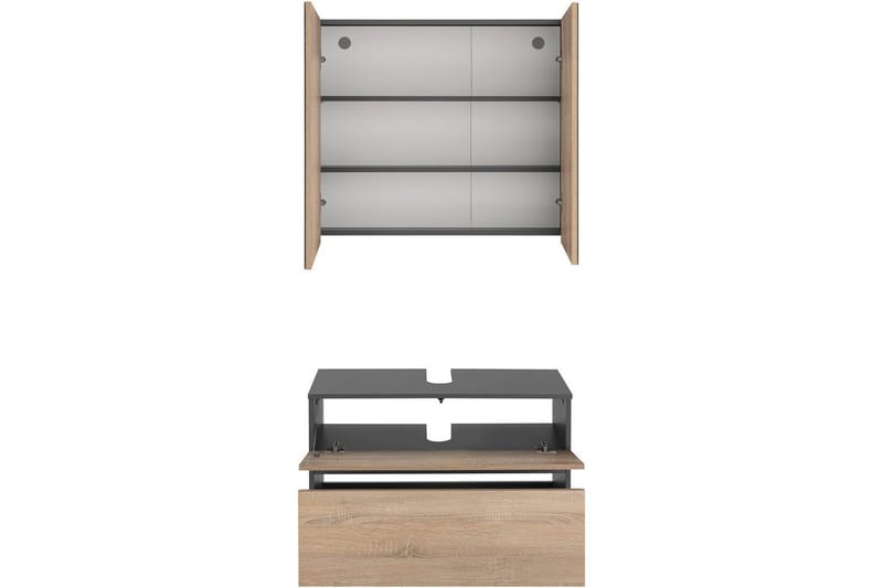 Komplette møbelpakker Loft24 Wisla komplett møbelpakke Grå 15x80 cm - Hus & oppussing - Kjøkken & bad - Baderom - Baderomsmøbler & baderomsinnredning - Komplette møbelpakker