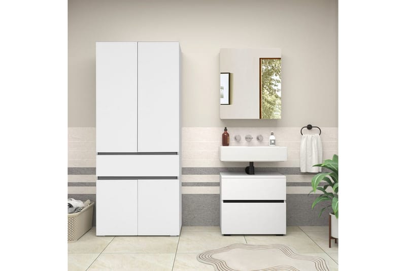 Komplette møbelpakker Loft24 Wisla komplett møbelpakke Hvit 15x60 cm - Hus & oppussing - Kjøkken & bad - Baderom - Baderomsmøbler & baderomsinnredning - Komplette møbelpakker
