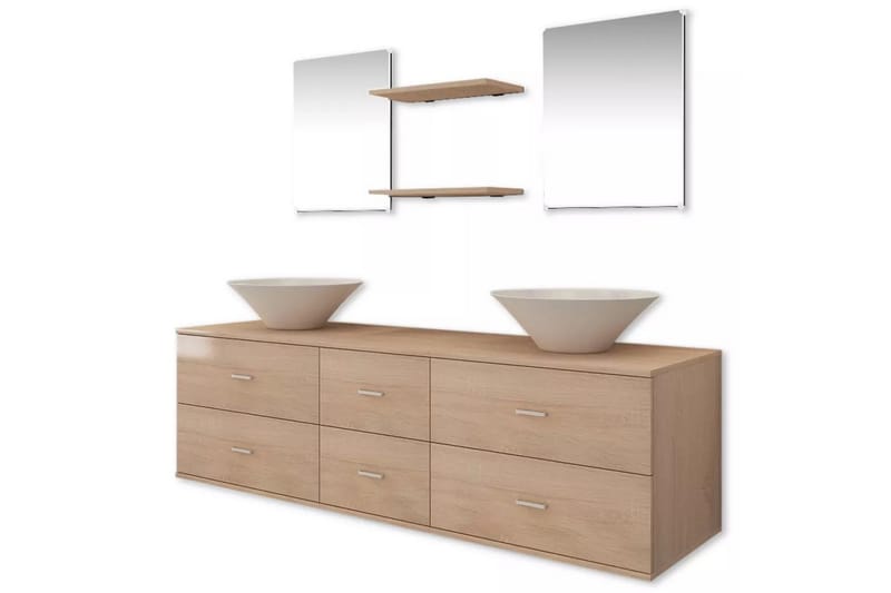 Servant og baderomsmøbler 7 deler beige - Hus & oppussing - Kjøkken & bad - Baderom - Baderomsmøbler & baderomsinnredning - Komplette møbelpakker