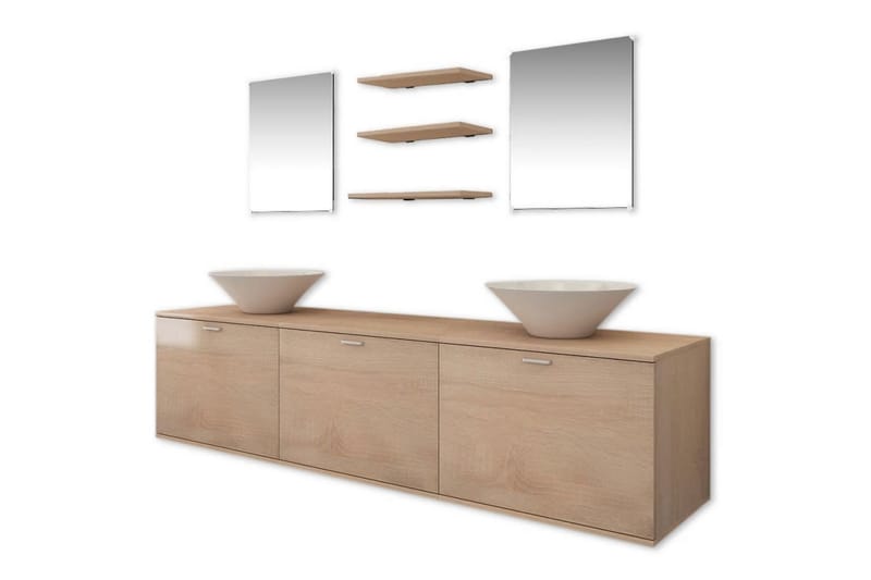 Servant og baderomsmøbler 8 deler beige - Hus & oppussing - Kjøkken & bad - Baderom - Baderomsmøbler & baderomsinnredning - Komplette møbelpakker
