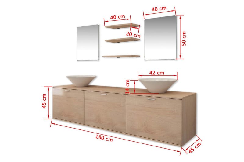 Servant og baderomsmøbler 8 deler beige - Hus & oppussing - Kjøkken & bad - Baderom - Baderomsmøbler & baderomsinnredning - Komplette møbelpakker