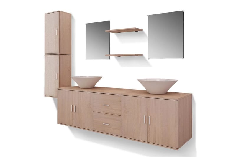 Servant og baderomsmøbler 9 deler beige - Hus & oppussing - Kjøkken & bad - Baderom - Baderomsmøbler & baderomsinnredning - Komplette møbelpakker