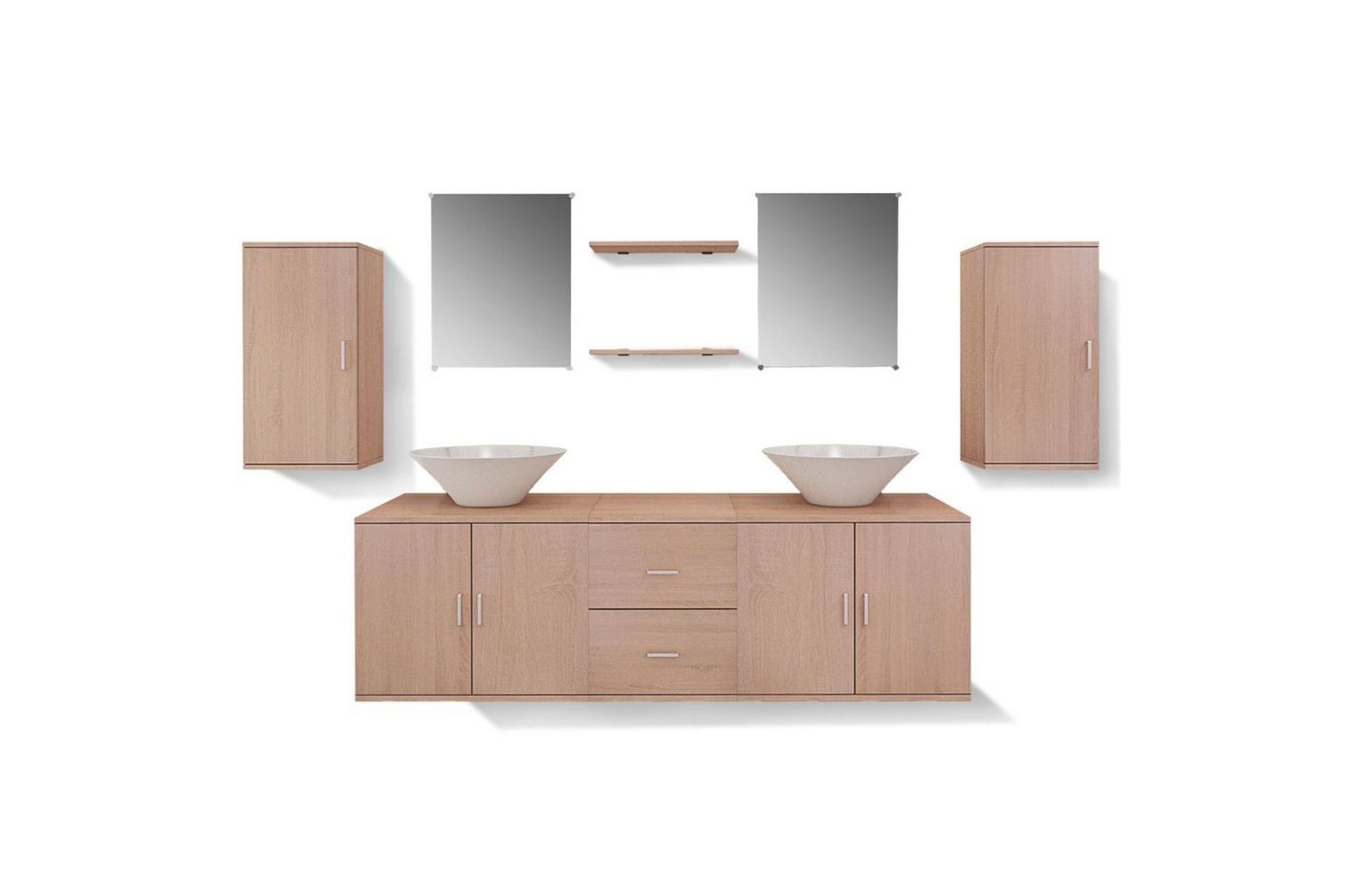 Servant og baderomsmøbler 9 deler beige - Hus & oppussing - Kjøkken & bad - Baderom - Baderomsmøbler & baderomsinnredning - Komplette møbelpakker
