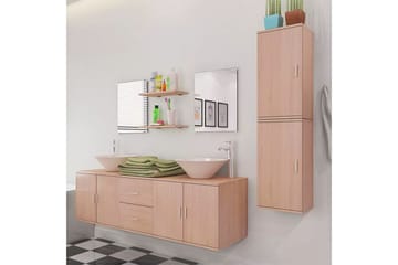 Servant og baderomsmøbler 9 deler beige - Hus & oppussing - Kjøkken & bad - Baderom - Baderomsmøbler & baderomsinnredning - Komplette møbelpakker