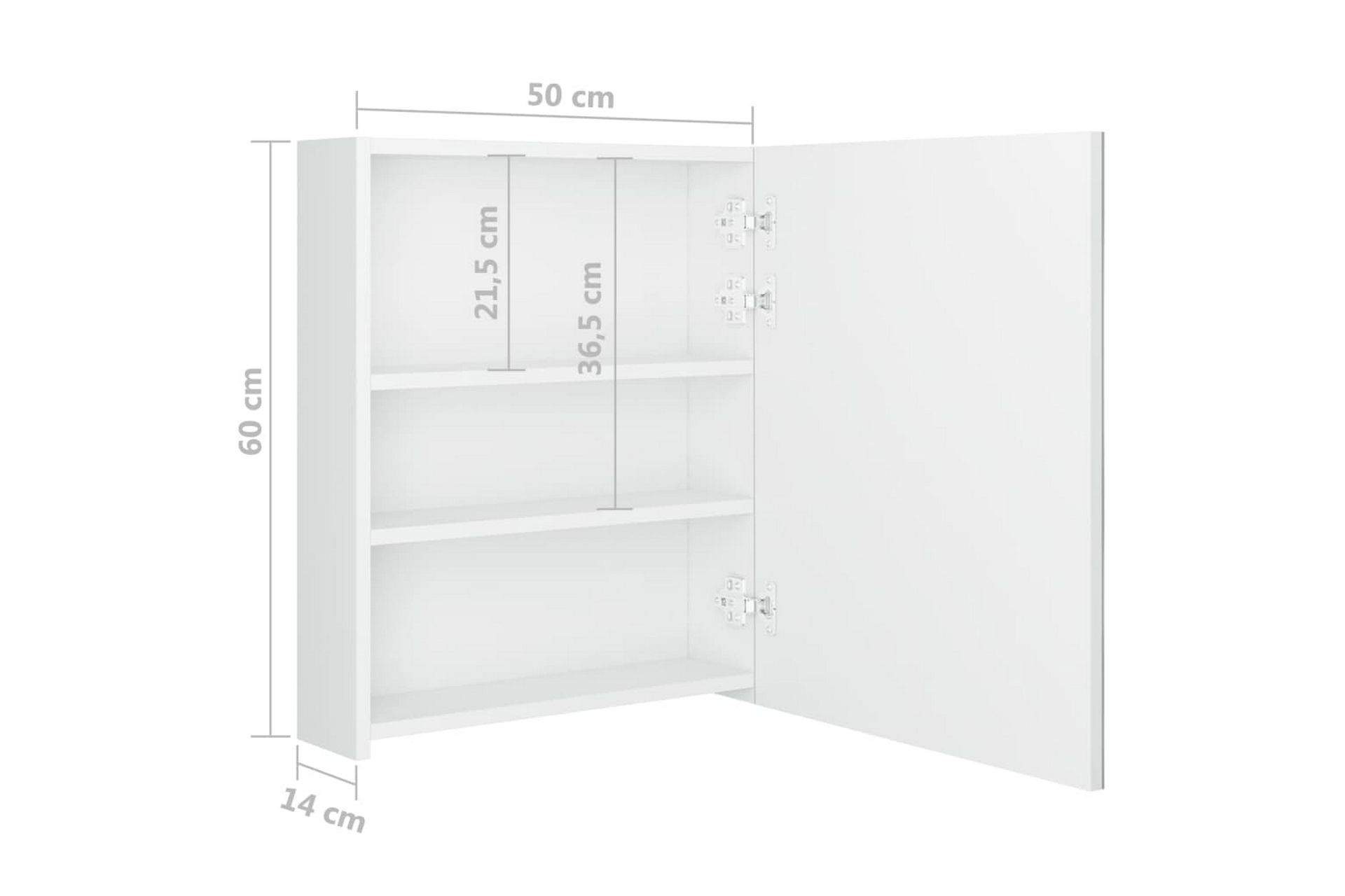 LED-speilskap til bad blank hvit 50x14x60 cm - Hvit - Hus & oppussing - Kjøkken & bad - Baderom - Baderomsmøbler & baderomsinnredning - Speilskap
