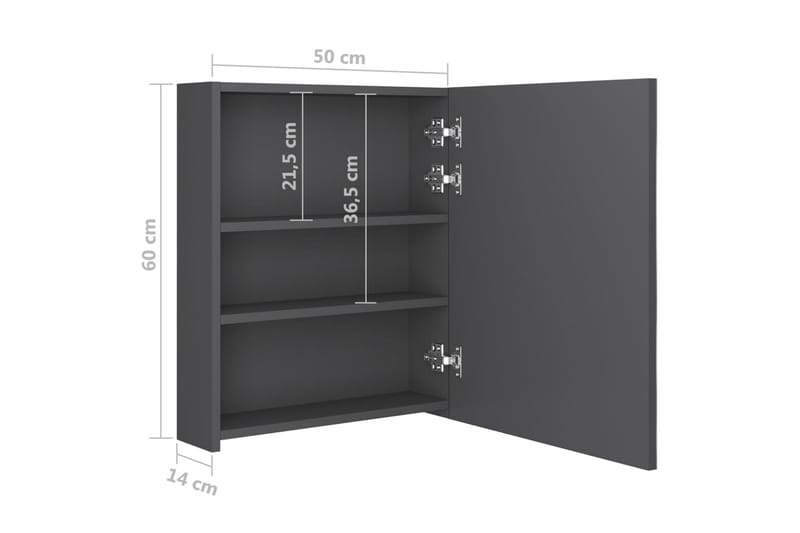 LED-speilskap til bad grå 50x14x60 cm - Grå - Hus & oppussing - Kjøkken & bad - Baderom - Baderomsmøbler & baderomsinnredning - Speilskap