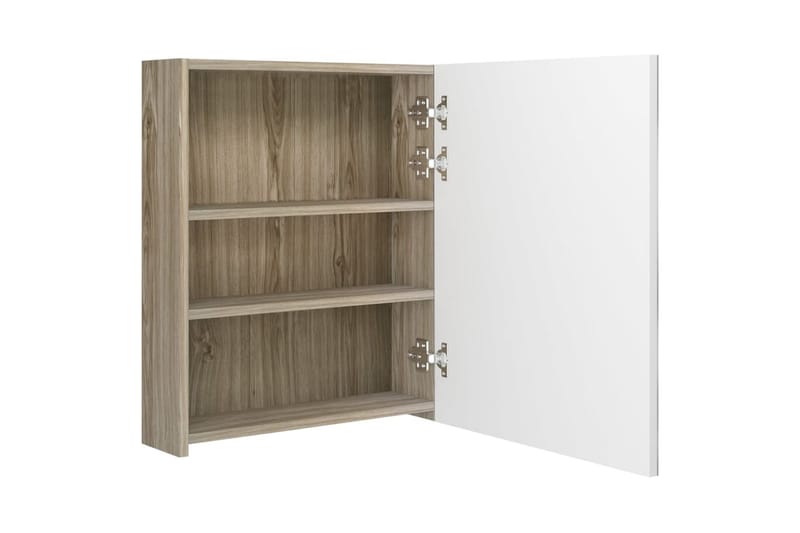 LED-speilskap til bad hvit og eik 50x14x60 cm - Brun - Hus & oppussing - Kjøkken & bad - Baderom - Baderomsmøbler & baderomsinnredning - Baderomsspeil