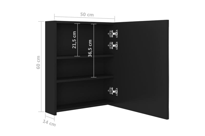 LED-speilskap til bad svart 50x14x60 cm - Svart - Hus & oppussing - Kjøkken & bad - Baderom - Baderomsmøbler & baderomsinnredning - Speilskap