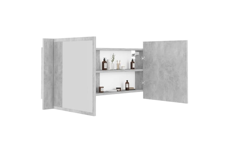 LED-speilskap til baderom betonggrå 100x12x45 cm - Grå - Hus & oppussing - Kjøkken & bad - Baderom - Baderomsmøbler & baderomsinnredning - Speilskap