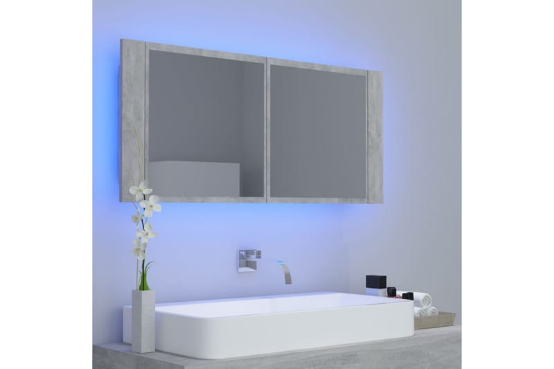 LED-speilskap til baderom betonggrå 100x12x45 cm - Grå - Hus & oppussing - Kjøkken & bad - Baderom - Baderomsmøbler & baderomsinnredning - Speilskap