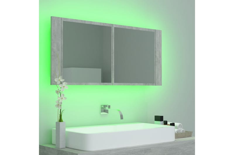 LED-speilskap til baderom betonggrå 100x12x45 cm - Grå - Hus & oppussing - Kjøkken & bad - Baderom - Baderomsmøbler & baderomsinnredning - Speilskap