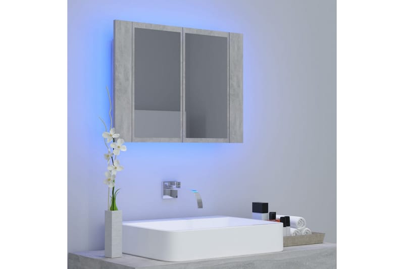 LED-speilskap til baderom betonggrå 60x12x45 cm - Grå - Speilskap