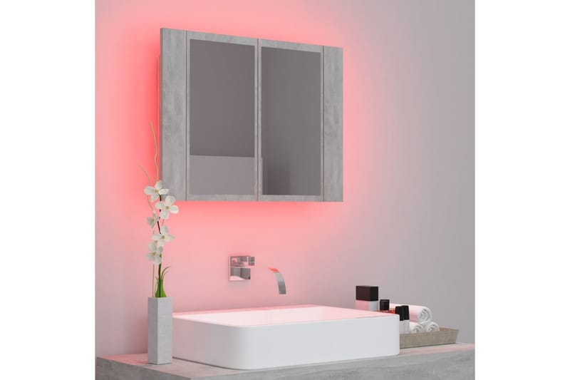 LED-speilskap til baderom betonggrå 60x12x45 cm - Grå - Speilskap
