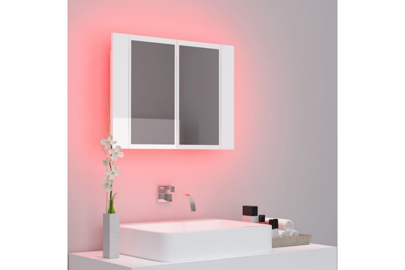 LED-speilskap til baderom høyglans hvit 60x12x45 cm - Hvit - Speilskap