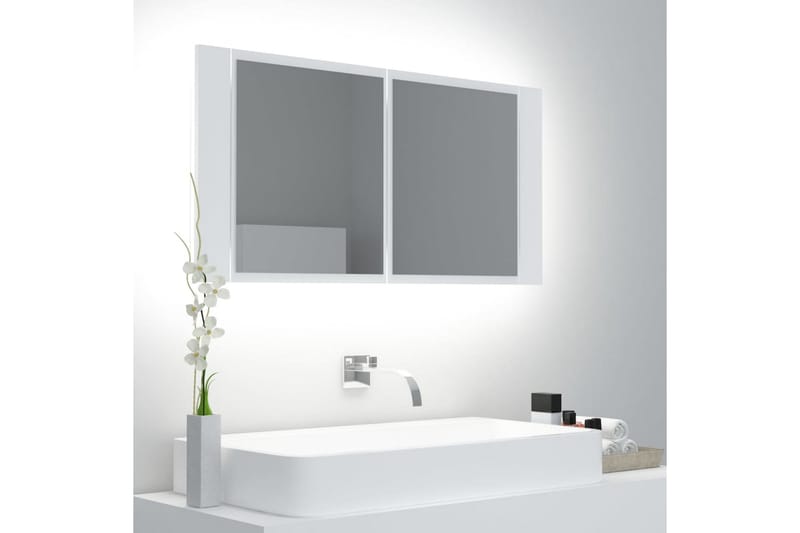 LED-speilskap til baderom hvit 90x12x45 cm - Hvit - Hus & oppussing - Kjøkken & bad - Baderom - Baderomsmøbler & baderomsinnredning - Speilskap