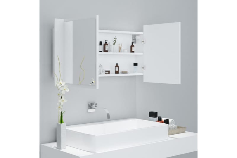 LED-speilskap til baderom hvit 90x12x45 cm - Hvit - Hus & oppussing - Kjøkken & bad - Baderom - Baderomsmøbler & baderomsinnredning - Speilskap