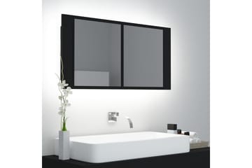 LED-speilskap til baderom svart 90x12x45 cm - Svart - Hus & oppussing - Kjøkken & bad - Baderom - Baderomsmøbler & baderomsinnredning - Speilskap