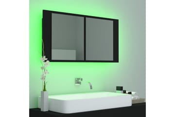 LED-speilskap til baderom svart 90x12x45 cm - Svart - Hus & oppussing - Kjøkken & bad - Baderom - Baderomsmøbler & baderomsinnredning - Speilskap