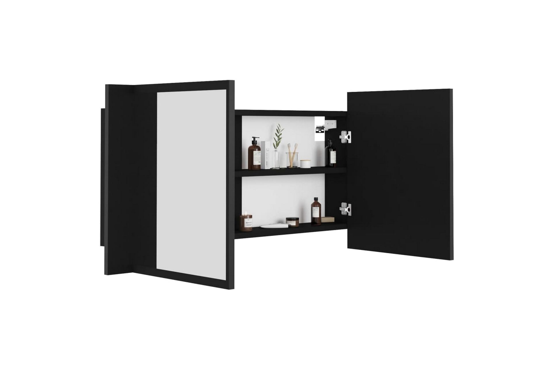 LED-speilskap til baderom svart 90x12x45 cm - Svart - Hus & oppussing - Kjøkken & bad - Baderom - Baderomsmøbler & baderomsinnredning - Speilskap
