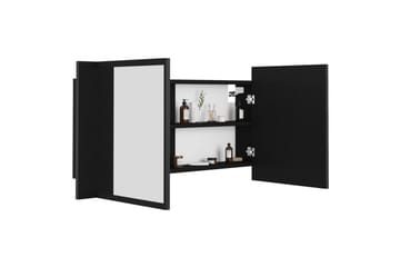 LED-speilskap til baderom svart 90x12x45 cm - Svart - Hus & oppussing - Kjøkken & bad - Baderom - Baderomsmøbler & baderomsinnredning - Speilskap