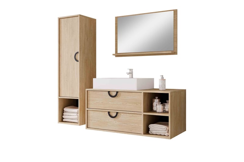 Merlinor Møbelsett for Bad - Brun - Hus & oppussing - Kjøkken & bad - Baderom - Baderomsmøbler & baderomsinnredning - Komplette møbelpakker