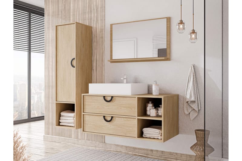 Merlinor Møbelsett for Bad - Brun - Hus & oppussing - Kjøkken & bad - Baderom - Baderomsmøbler & baderomsinnredning - Komplette møbelpakker