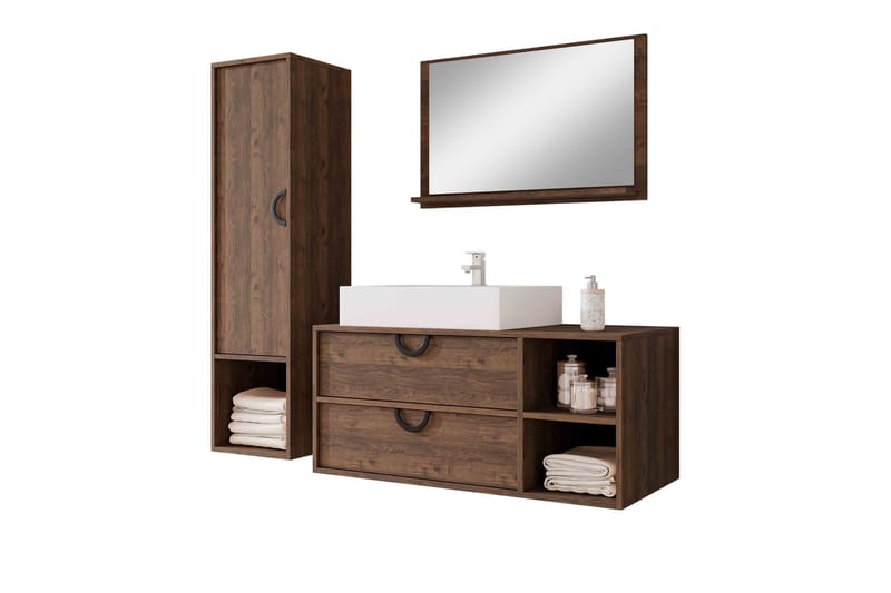 Merlinor Møbelsett for Bad - Brun - Hus & oppussing - Kjøkken & bad - Baderom - Baderomsmøbler & baderomsinnredning - Komplette møbelpakker