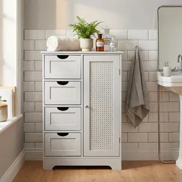 Moruna baderomsskap 55 cm - hvit og sølvfarget - Hus & oppussing - Kjøkken & bad - Baderom - Baderomsmøbler & baderomsinnredning - Baderomsskap
