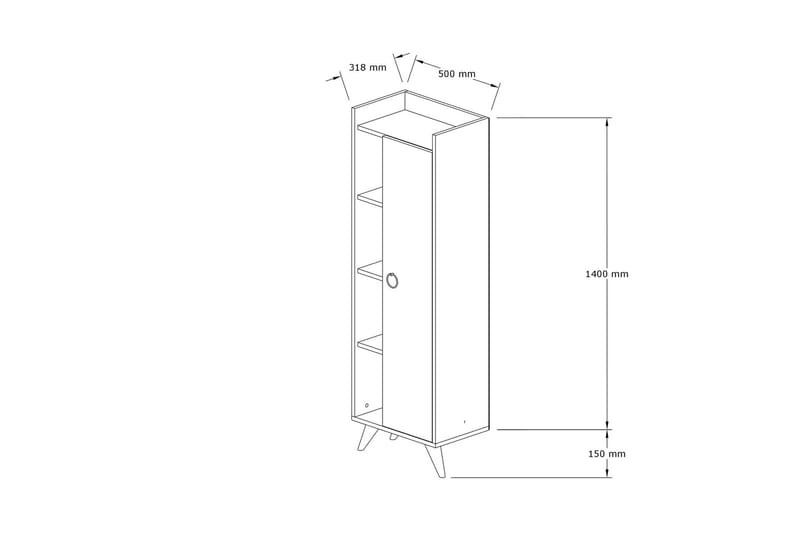 Andifli Baderomsoppbevaring 50x140 cm - Hvit - Hus & oppussing - Kjøkken & bad - Baderom - Baderomsmøbler & baderomsinnredning - Oppbevaring til baderom