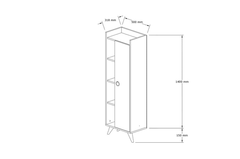 Andifli Baderomsoppbevaring 50x140 cm - Hvit - Hus & oppussing - Kjøkken & bad - Baderom - Baderomsmøbler & baderomsinnredning - Oppbevaring til baderom