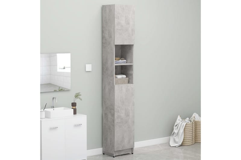 Baderomsskap betonggrå 32x25,5x190 cm sponplate - Hus & oppussing - Kjøkken & bad - Baderom - Baderomsmøbler & baderomsinnredning - Oppbevaring til baderom