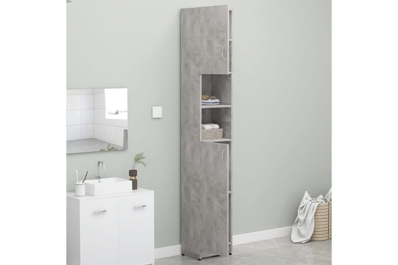 Baderomsskap betonggrå 32x25,5x190 cm sponplate - Hus & oppussing - Kjøkken & bad - Baderom - Baderomsmøbler & baderomsinnredning - Oppbevaring til baderom
