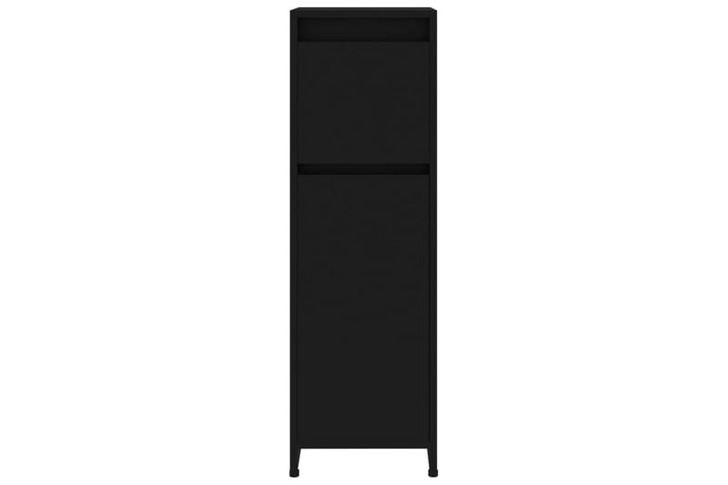 Baderomsskap svart 30x30x95 cm sponplate - Svart - Oppbevaring til baderom
