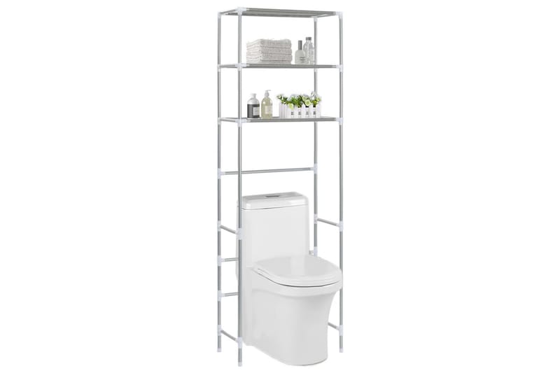 Oppbevaringsstativ til toalett 3 etasjer sølv 53x28x169 cm - Hus & oppussing - Kjøkken & bad - Baderom - Baderomsmøbler & baderomsinnredning - Oppbevaring til baderom