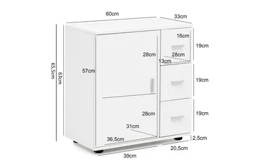 Paityn Baderomsskap 60x33 cm - Hvit - Hus & oppussing - Kjøkken & bad - Baderom - Baderomsmøbler & baderomsinnredning - Servantskap & kommode