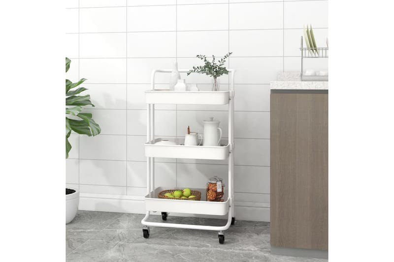 3-etasjers kjøkkenvogn hvit 42x25x83,5 cm jern og ABS - Hvit - Hus & oppussing - Kjøkken & bad - Baderom - Baderomsmøbler & baderomsinnredning - Rullevogn baderom