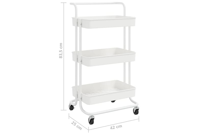 3-etasjers kjøkkenvogn hvit 42x25x83,5 cm jern og ABS - Hvit - Hus & oppussing - Kjøkken & bad - Baderom - Baderomsmøbler & baderomsinnredning - Rullevogn baderom