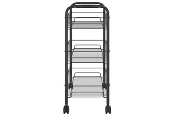 3-etasjers kjøkkenvogn svart 46x26x64 cm jern - Svart - Hus & oppussing - Kjøkken & bad - Baderom - Baderomsmøbler & baderomsinnredning - Rullevogn baderom