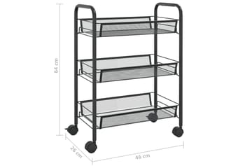 3-etasjers kjøkkenvogn svart 46x26x64 cm jern - Svart - Hus & oppussing - Kjøkken & bad - Baderom - Baderomsmøbler & baderomsinnredning - Rullevogn baderom
