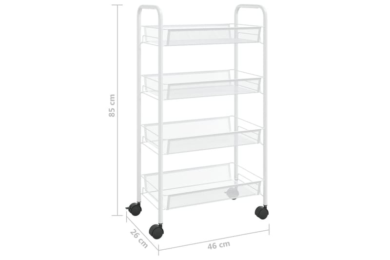 4-etasjers kjøkkenvogn hvit 46x26x85 cm jern - Hvit - Hus & oppussing - Kjøkken & bad - Baderom - Baderomsmøbler & baderomsinnredning - Rullevogn baderom